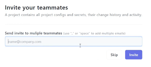 View of inviting your teammates while creating a new project