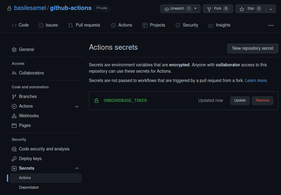 Working with GitHub secrets without admin rights